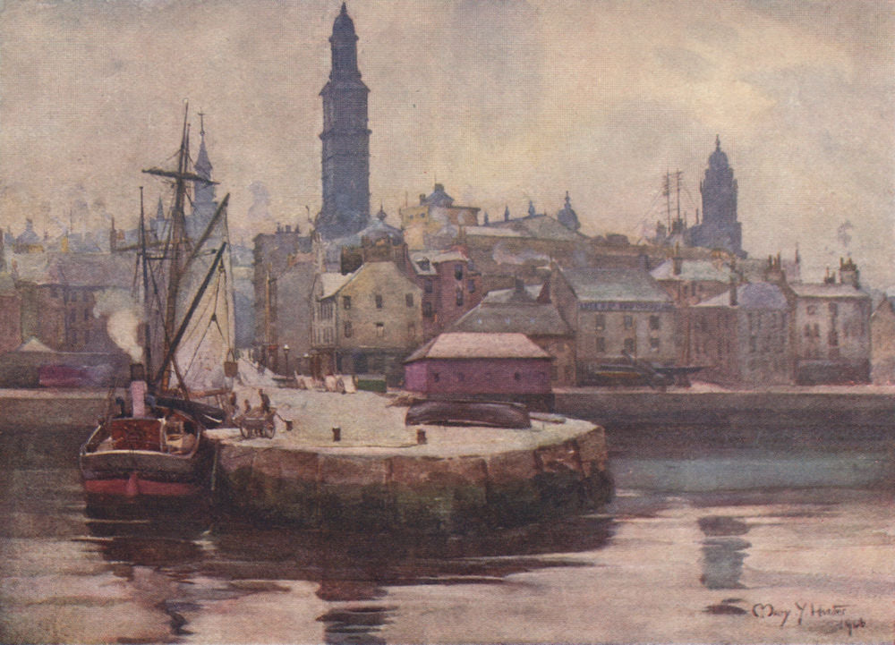 GREENOCK. 'West Harbour, Greenock' by Mary Young-Hunter. Scotland 1907 print